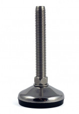 Stainless steel feet – medium load – Stainless steel adjustable feet Ø 50, 10° tilting screw, vulcanized pad